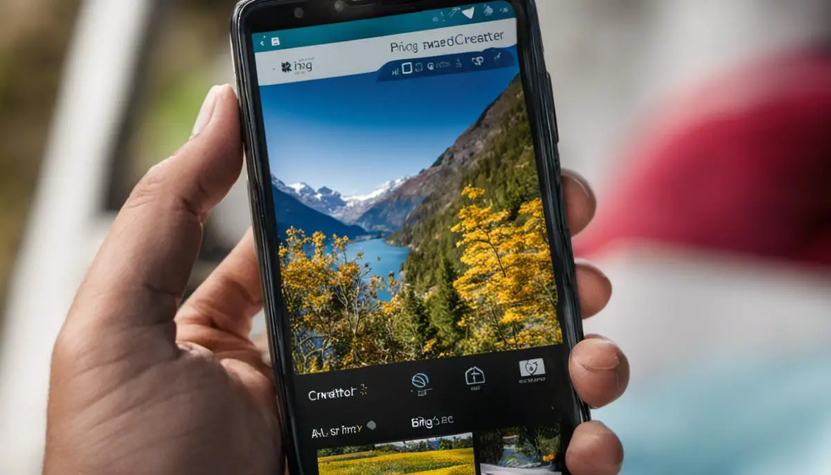 A smartphone screen showing the Bing Image Creator app with advanced editing options and tools.