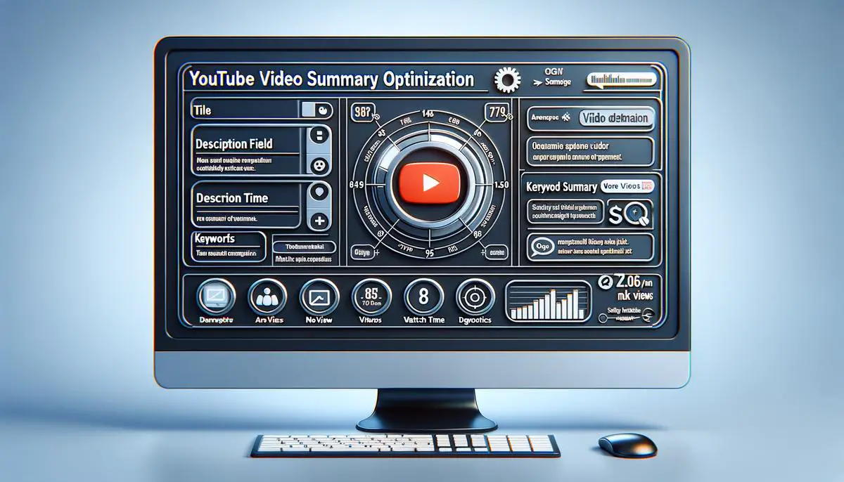 Image of a computer screen showing a YouTube video summary optimization process